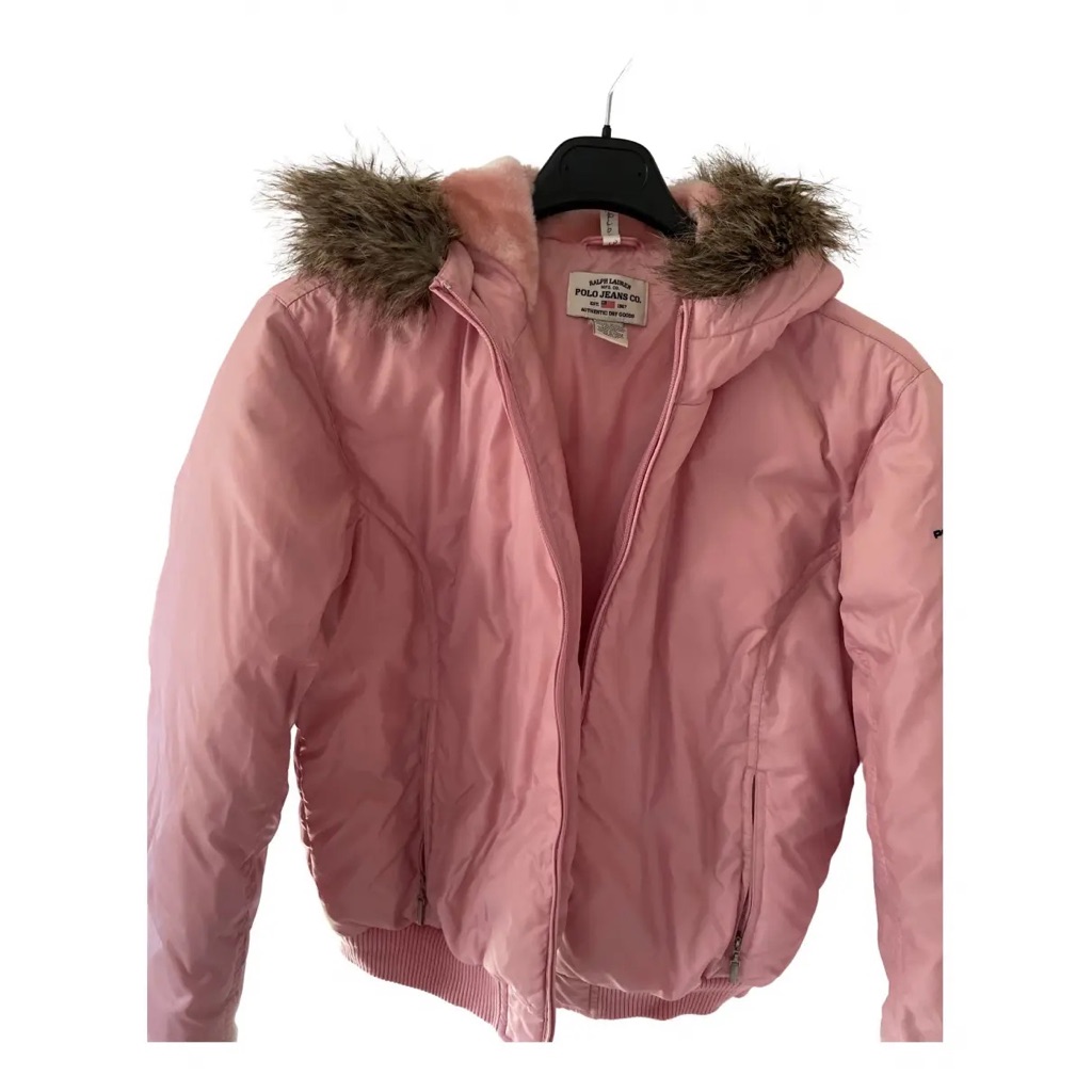 Ralph Lauren Women's Coat Size Large Down Feather Pink Puffer Jacket L Vintage
